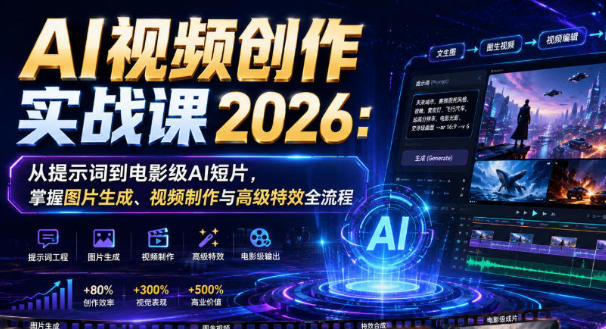AI视频创作实战课 从提示词到电影级AI短片,掌握图片生成、视频制作