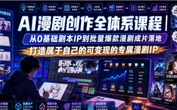 AI漫剧创作全体系课程 从0基础剧本IP到批量爆款漫剧成片落地