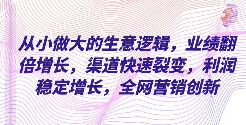 企业《从小做大的生意逻辑》业绩翻倍增长，渠道快速裂变