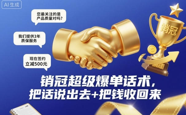 销冠超级爆单话术,把话说出去+把钱收回来