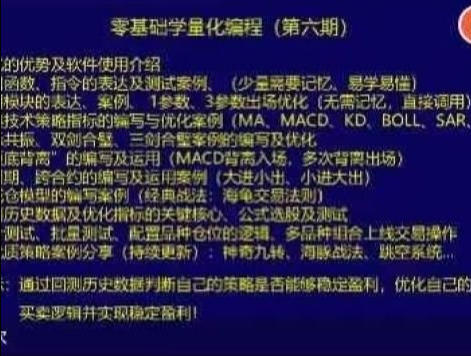 零基础学量化,量化编程(第六期)