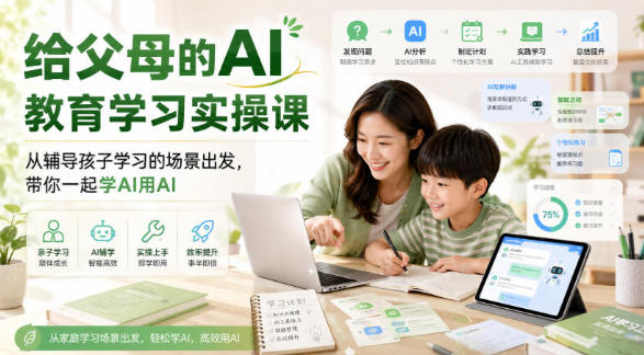 给父母的AI教育学习实操课,从辅导孩子学习的场景出发,一起学AI用AI