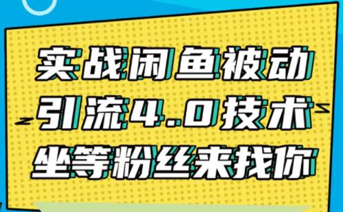 闲鱼被动引流技术4.0，日加精准粉200+实战培训课程视频