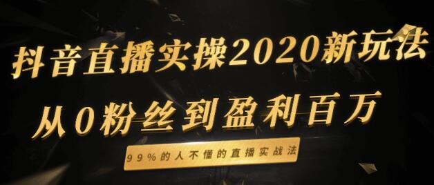 抖音直播新玩法，从0粉丝到盈利百万，99%的人不懂的直播实战法