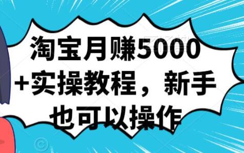 淘宝月赚5000+实操教程，新手也可以操作