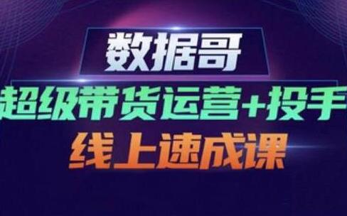 数据哥《超级带货运营+投手线上速成课》快速提升运营和熟悉学会投手技巧