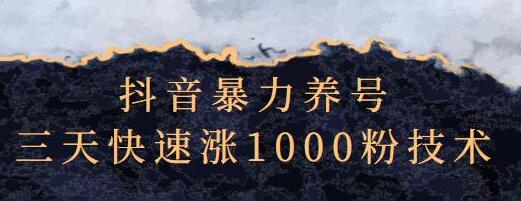 抖音暴力养号《三天快速涨1000粉技术》