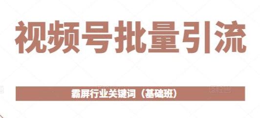 《视频号批量引流》霸屏行业关键词玩法（基础班）