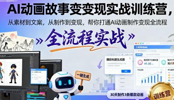 AI动画故事变现实战训练营,从素材到文案,从制作到变现