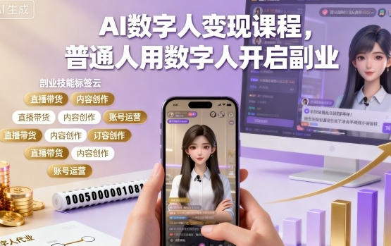 AI数字人变现课程,普通人用数字人开启副业
