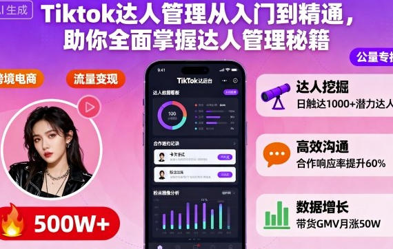 Tiktok达人管理从入门到精通,助你全面掌握达人管理秘籍
