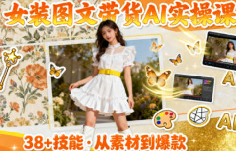 女装图文带货的AI实操课,覆盖38个实用技能,提升素材制作效率