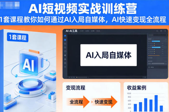 AI短视频实战训练营,教你如何通过AI入局自媒体,AI快速变现全流程