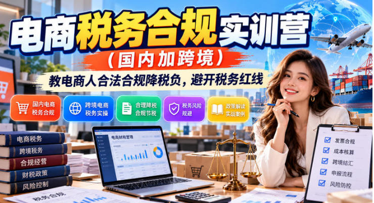 商税务合规实训营(国内加跨境),合法合规降税负,避开税务红线