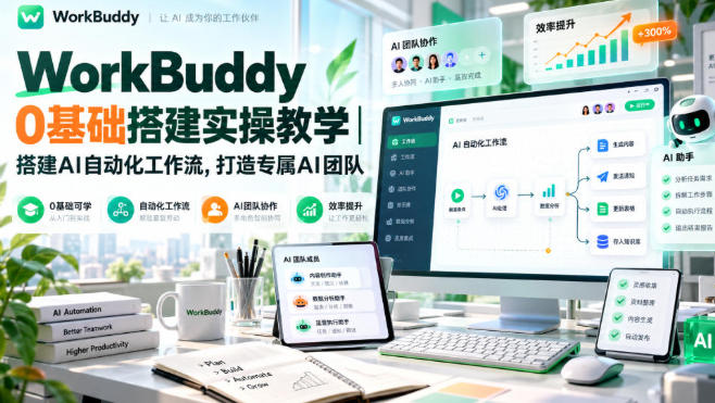 WorkBuddy实操教程 0基础搭建AI自动化工作流,打造专属AI团队