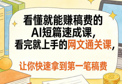 看懂就能賺稿费的AI短篇速成课,看完就上手的网文通关课