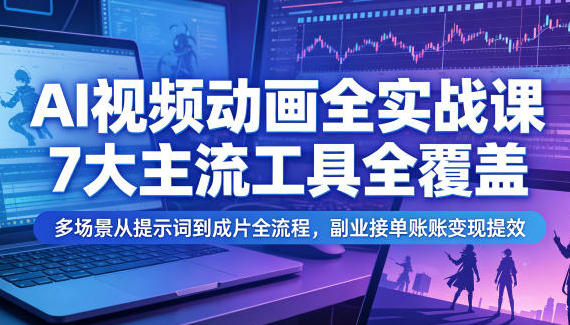 AI视频动画全实战课,7大主流工具全覆盖