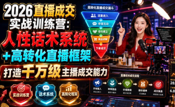 直播成交实战训练营:人性话术系统+高转化直播框架