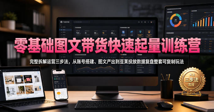 零基础图文带货快速起量训练营,从账号搭建、图文产出整套可复制玩法