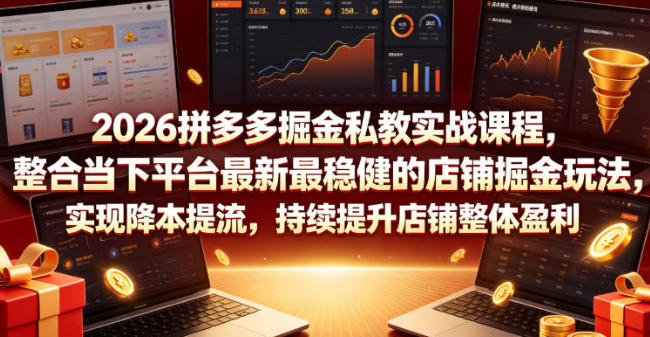 拼多多掘金私教实战课程,稳健的店铺掘金玩法