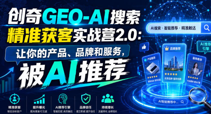创奇GEO-AI搜索精准获客实战营2.0 让你的产品、品牌和服务,被AI推荐