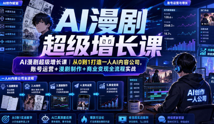 AI漫剧超级增长课 账号运营+漫剧制作+商业变现全流程实战