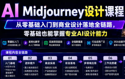 AI Midjourney设计课程 从零基础入门到商业设计落地全链路