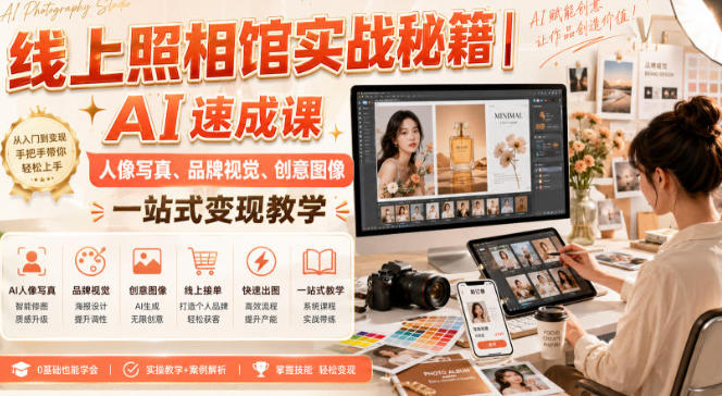 线上照相馆实战秘籍 AI速成课 人像写真 一站式变现教学