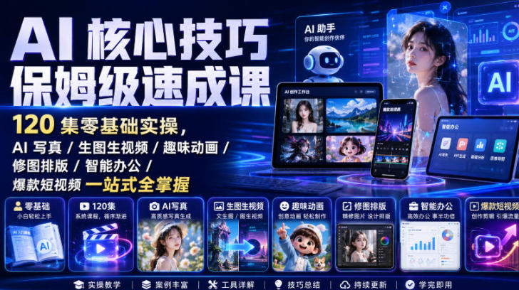 AI核心技巧保姆级速成课 AI写真/生图生视频 一站式全掌握