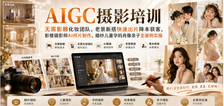 AIGC摄影培训 无需影棚化妆团队,影楼摄影师AI样片制作