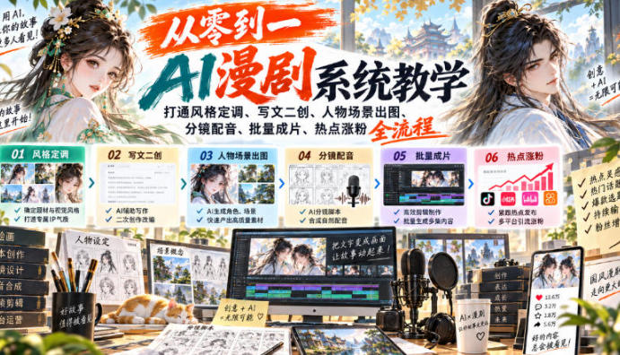 从零到一AI漫剧系统教学,打通风格定调、写文二创、热点涨粉等全流程