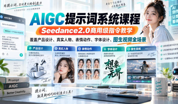 AIGC提示词系统课程,Seedance2.0商用级指令教学